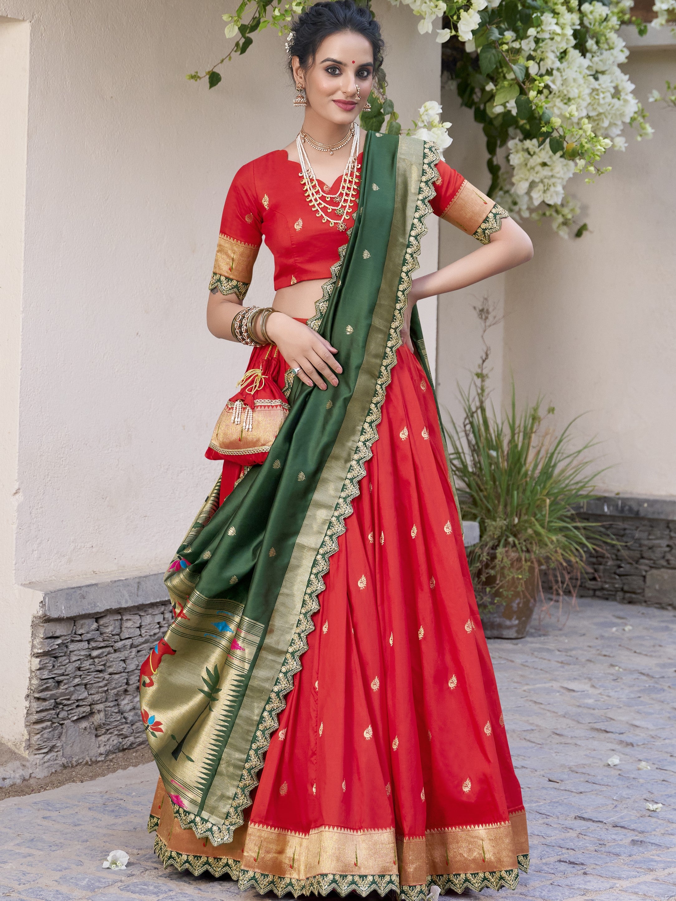 Jacquard Silk Zari Weaving Lehenga With Dupatta