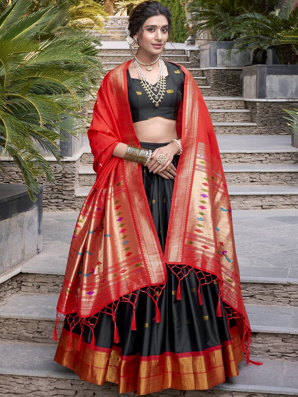 Jacquard Silk Zari Weaving Lehenga With Dupatta