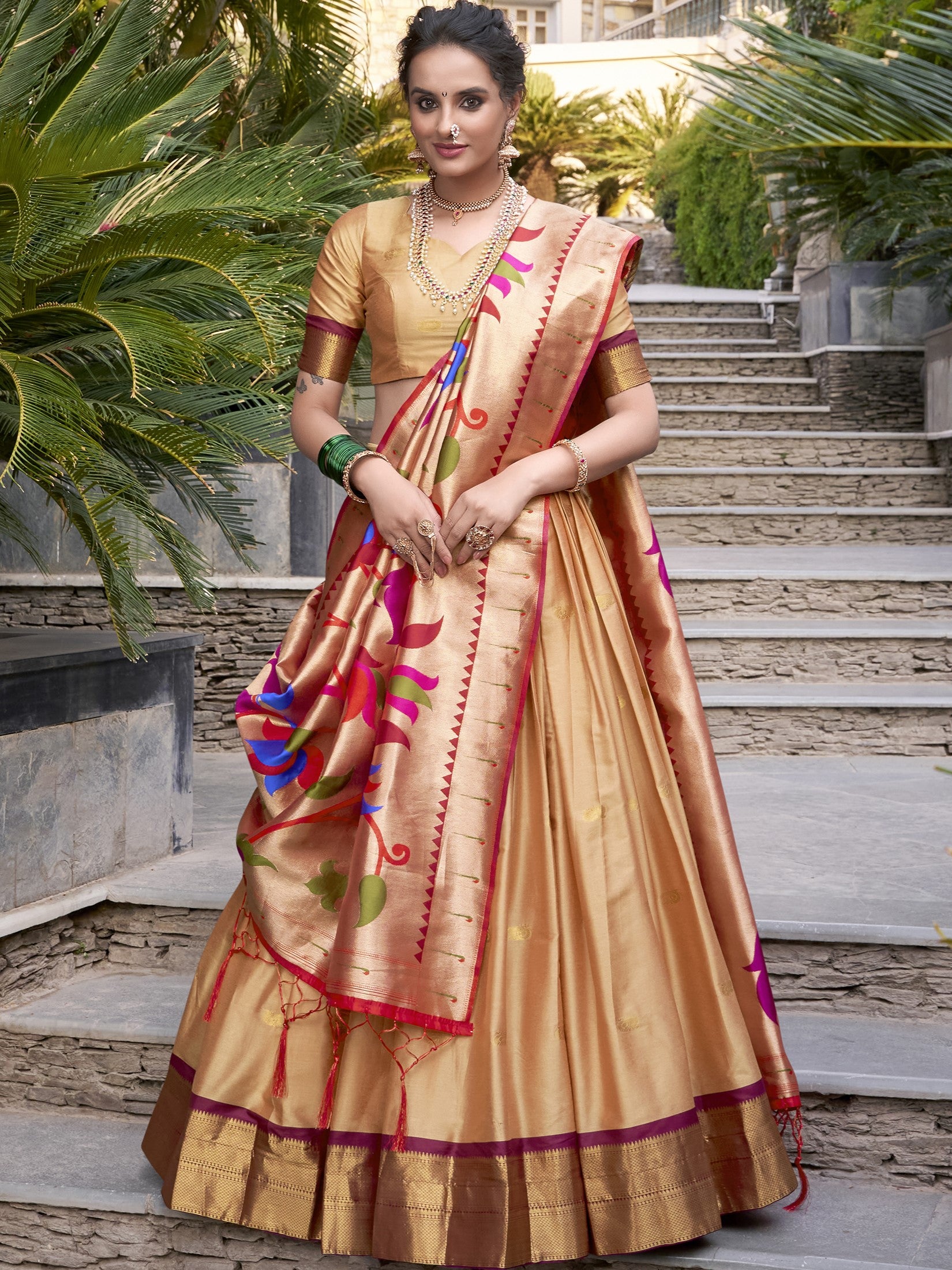 Jacquard Silk Zari Weaving Lehenga With Dupatta