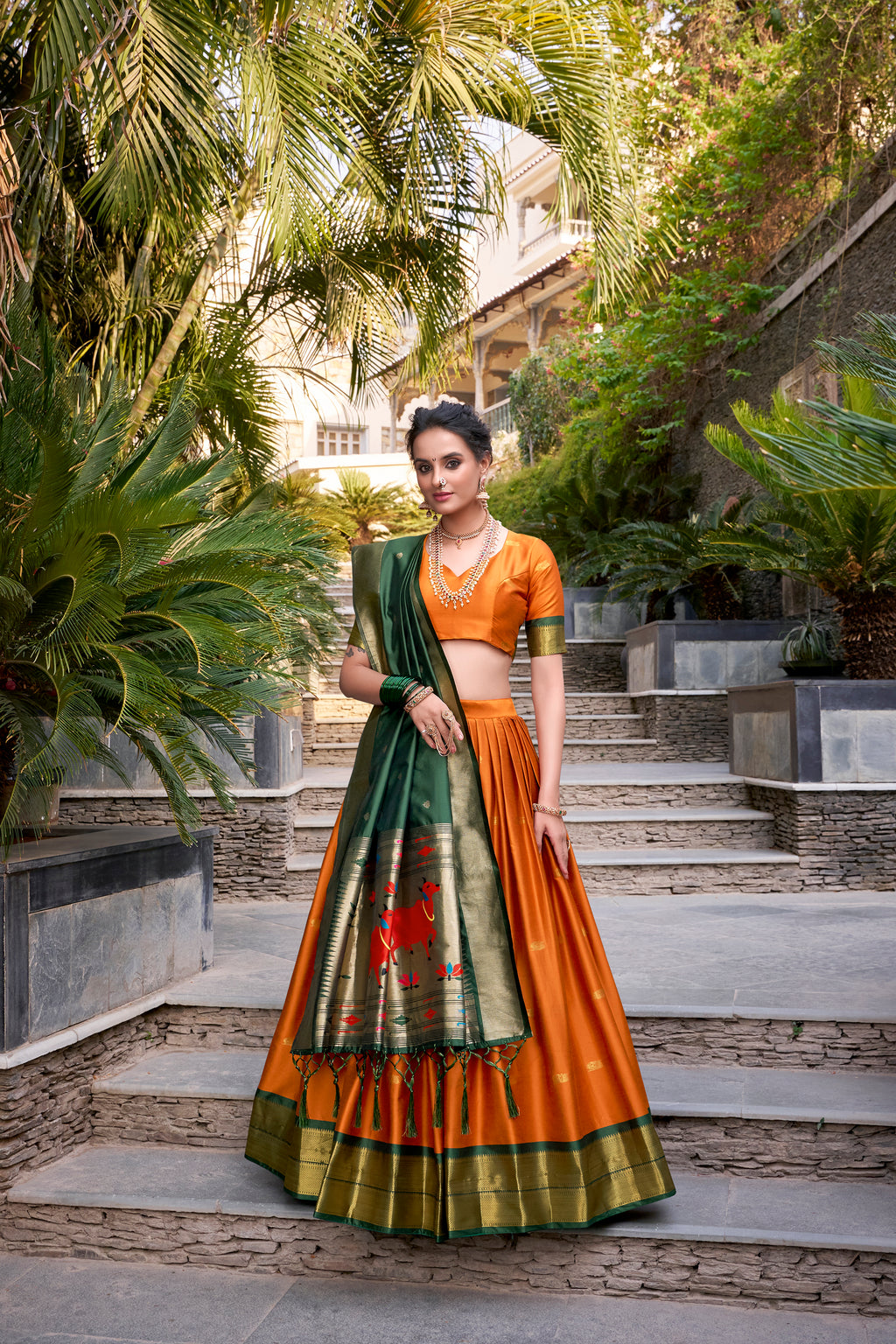 Jacquard Silk Zari Weaving Lehenga With Dupatta