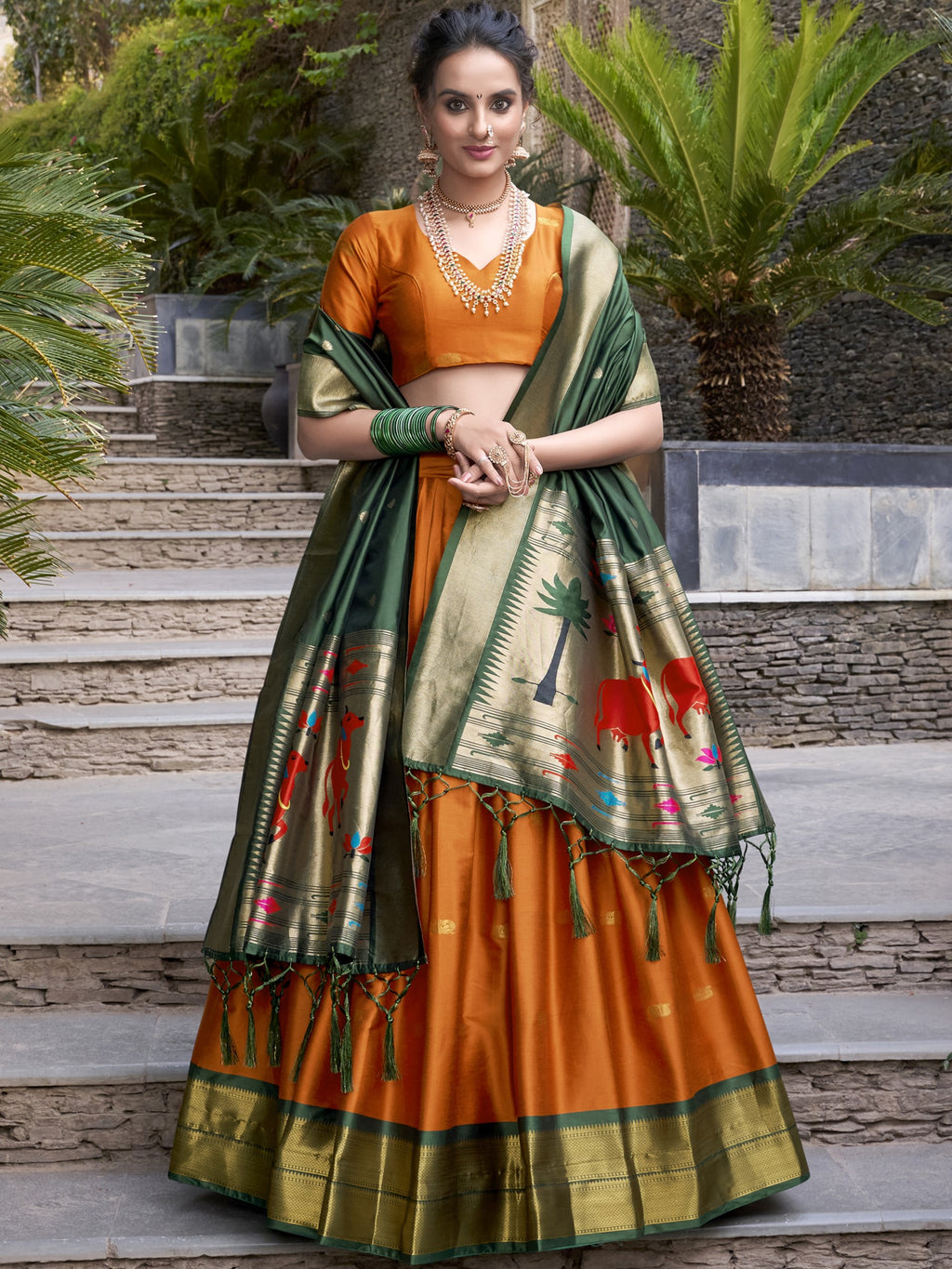 Jacquard Silk Zari Weaving Lehenga With Dupatta