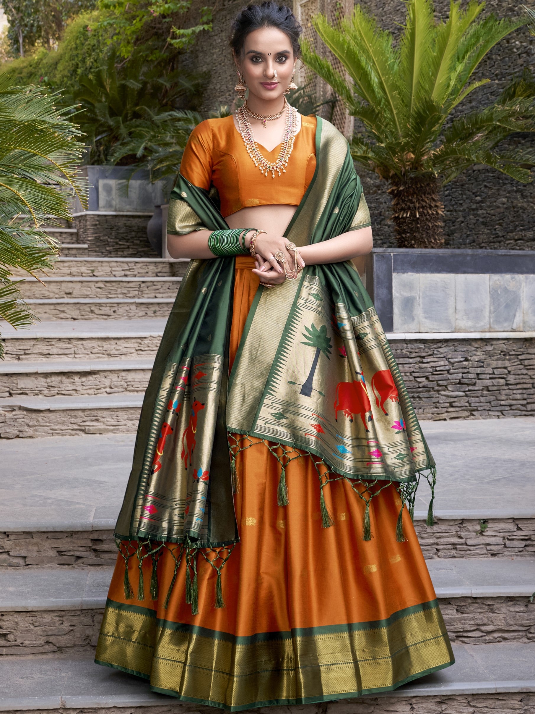 Jacquard Silk Zari Weaving Lehenga With Dupatta