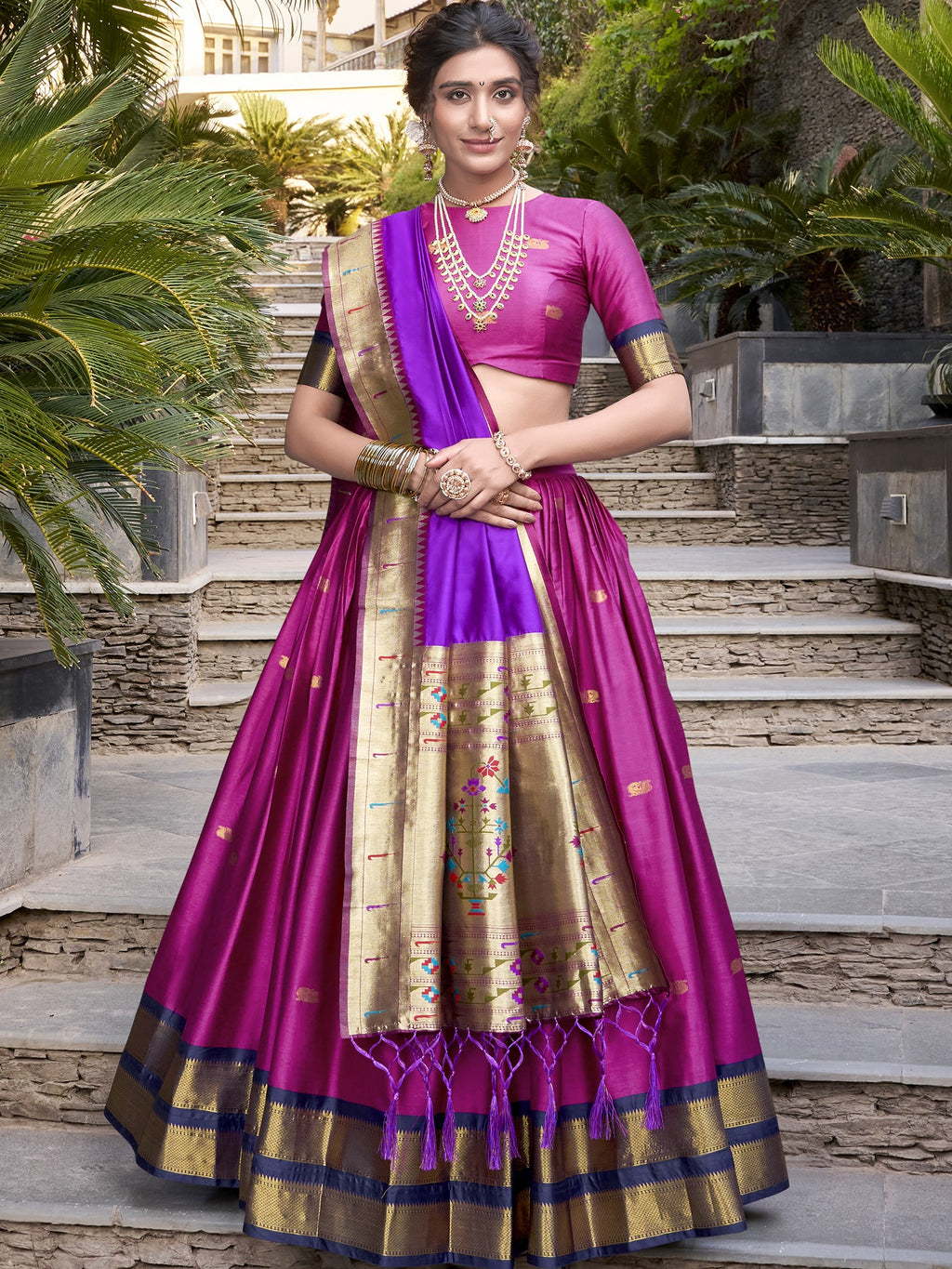 Jacquard Silk Zari Weaving Lehenga With Dupatta