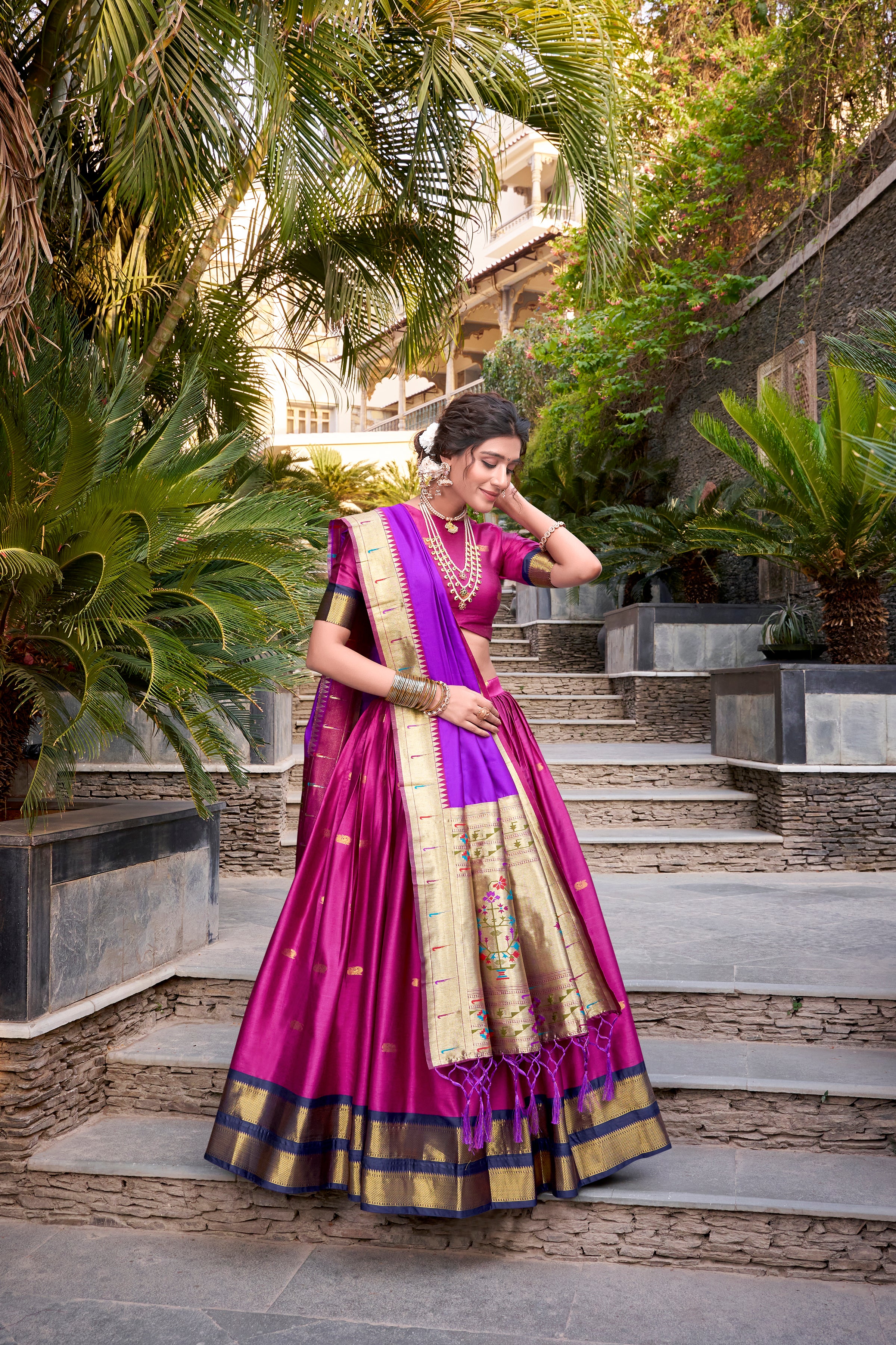 Jacquard Silk Zari Weaving Lehenga With Dupatta