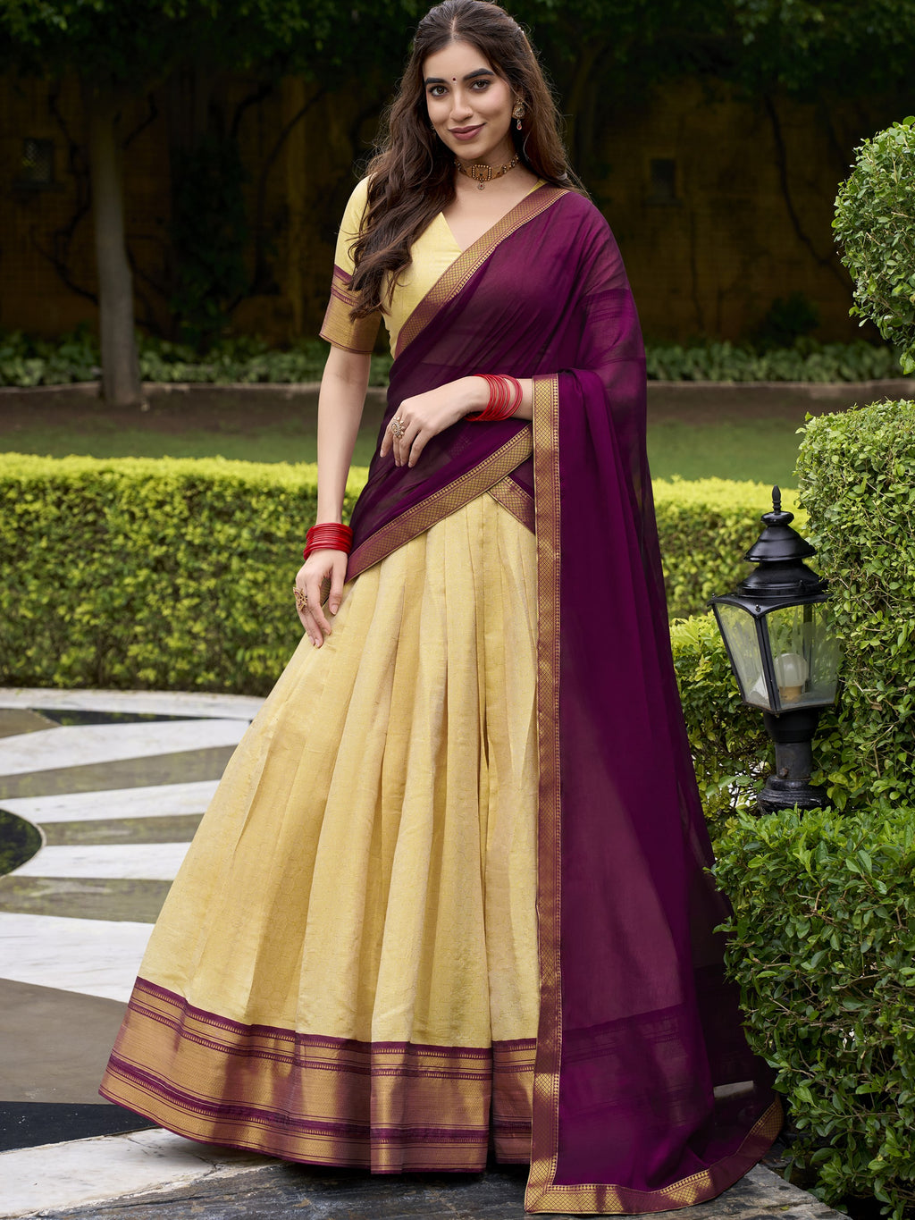 Kanchipuram Zari Weaving Lehenga With Georgette Dupatta