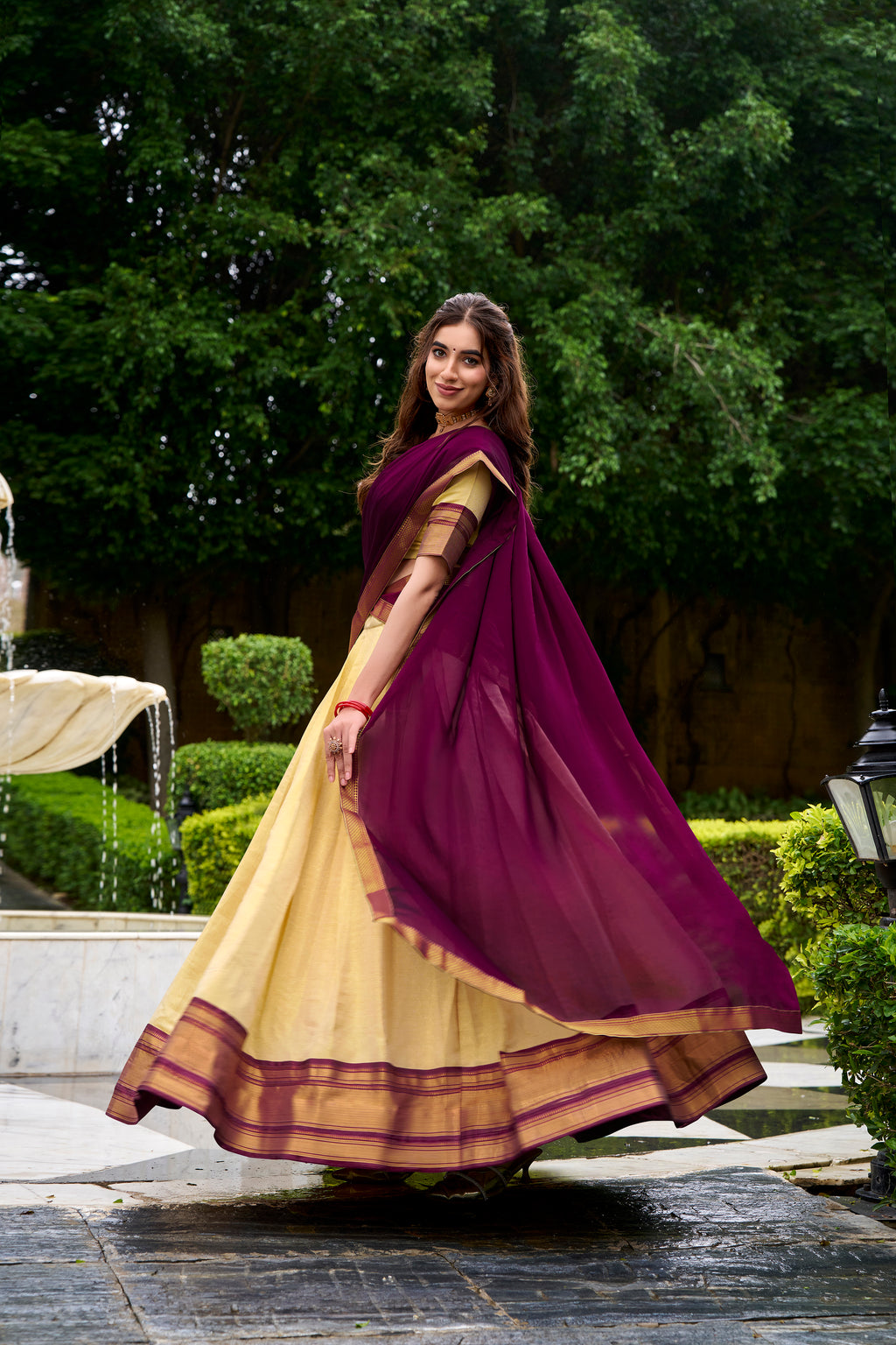 Kanchipuram Zari Weaving Lehenga With Georgette Dupatta