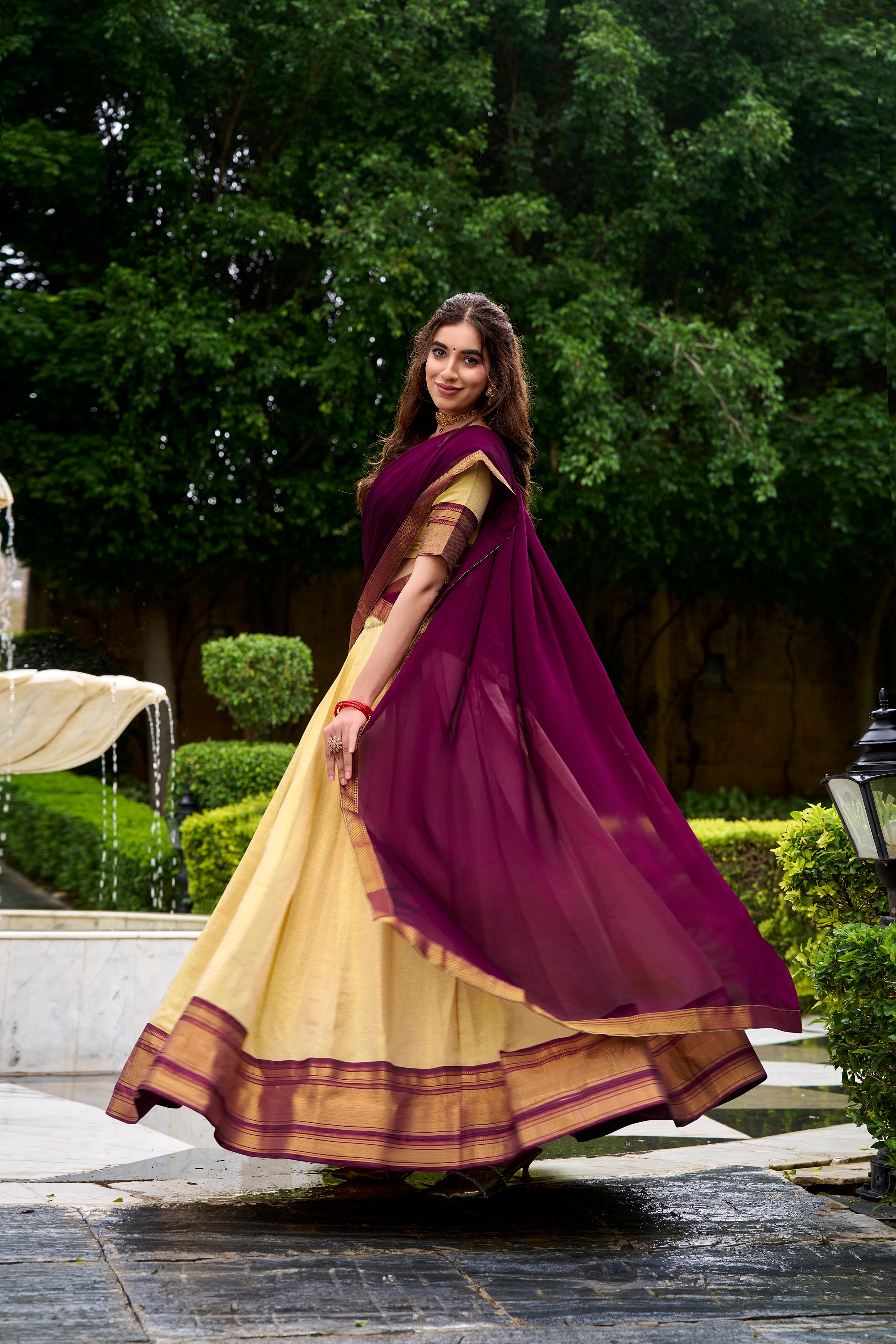 Kanchipuram Zari Weaving Lehenga With Georgette Dupatta