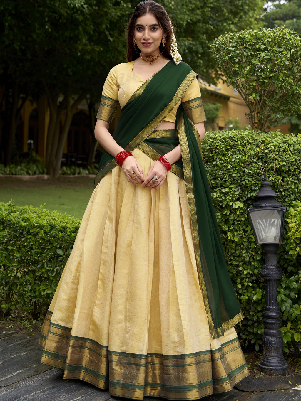 Kanchipuram Zari Weaving Lehenga With Georgette Dupatta