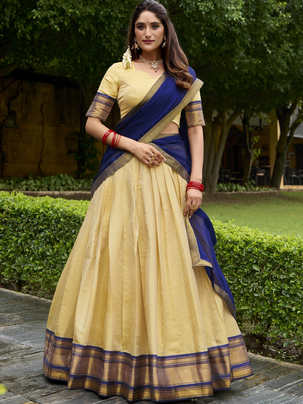 Kanchipuram Zari Weaving Lehenga With Georgette Dupatta