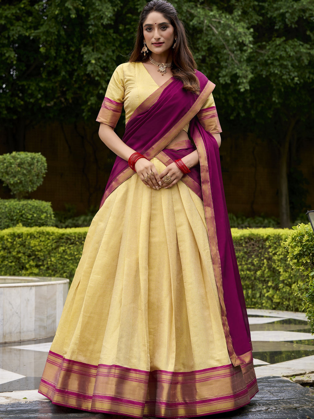 Kanchipuram Zari Weaving Lehenga With Georgette Dupatta