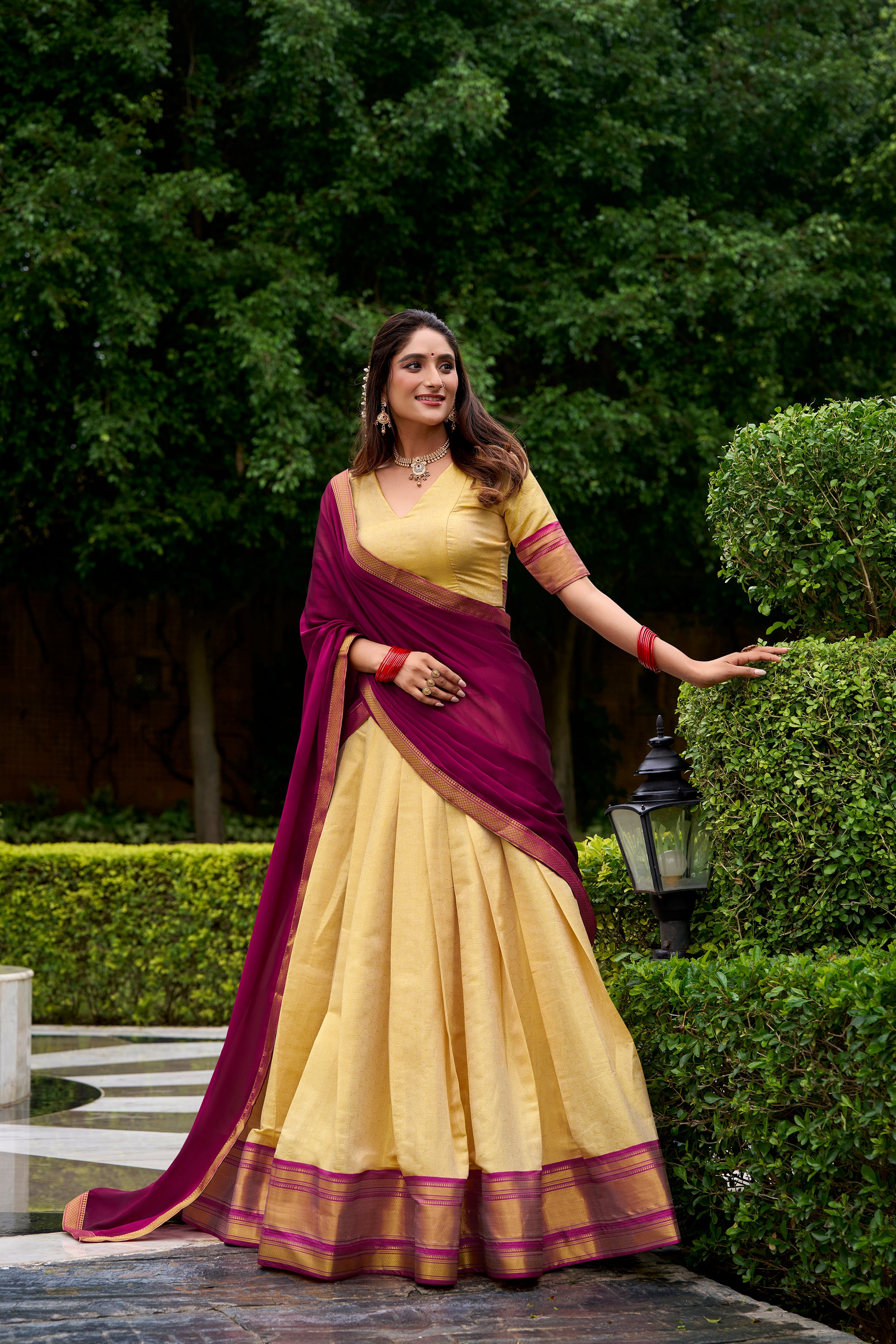 Kanchipuram Zari Weaving Lehenga With Georgette Dupatta