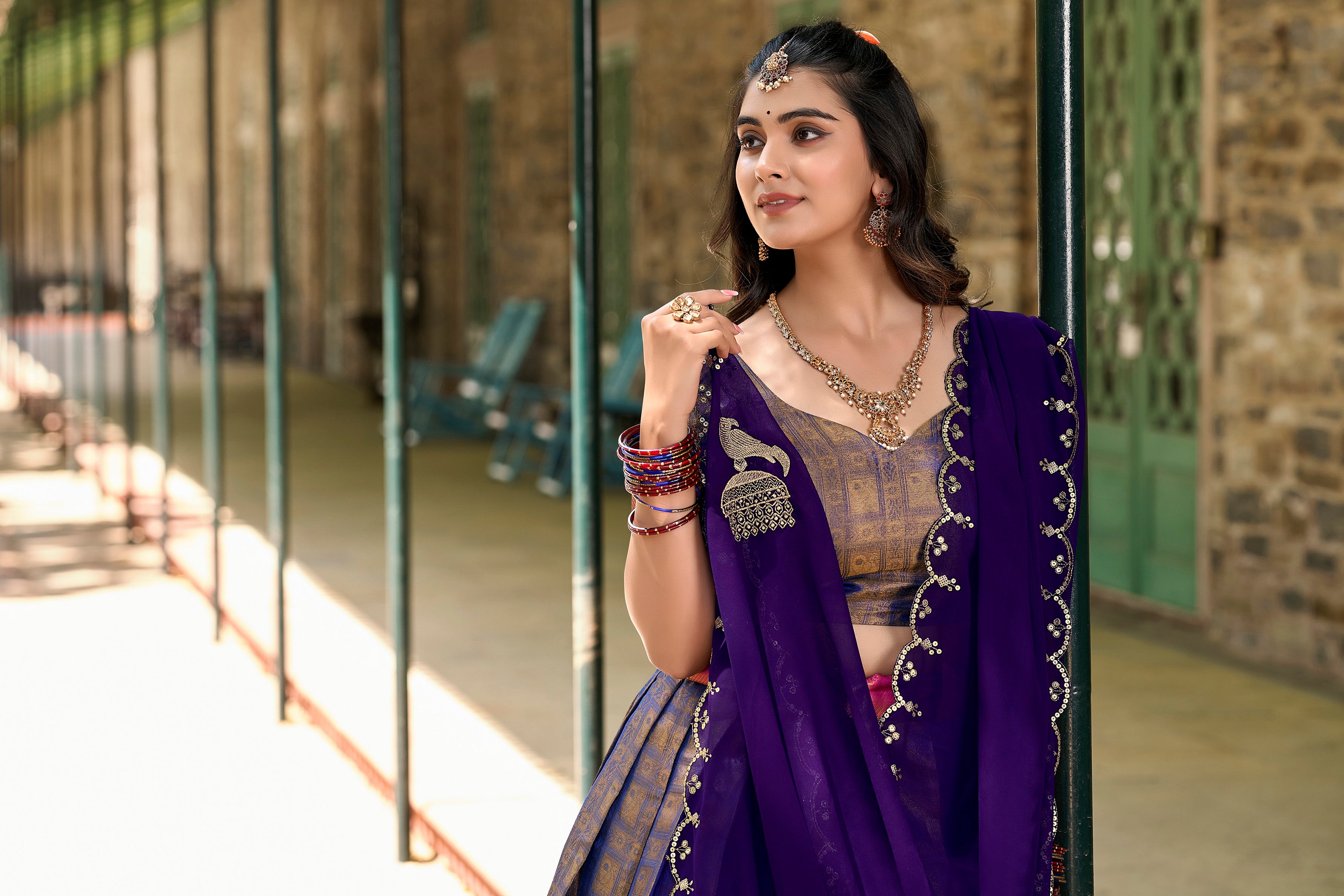 Kanjivaram Zari Weaving Lehenga With Georgette Dupatta
