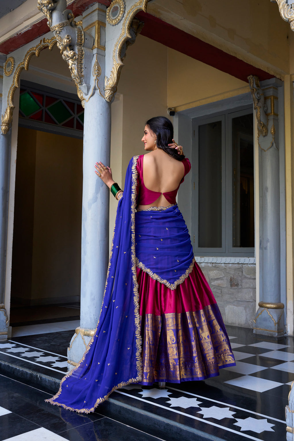 Narayan Pattu Zari Weaving Lehenga With Gerogette Dupatta