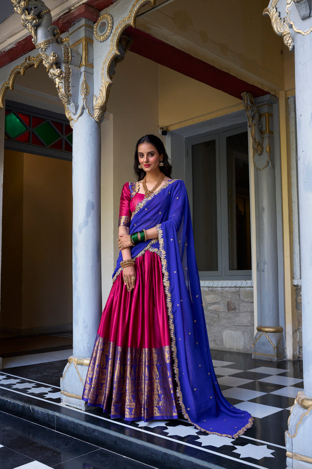 Narayan Pattu Zari Weaving Lehenga With Gerogette Dupatta