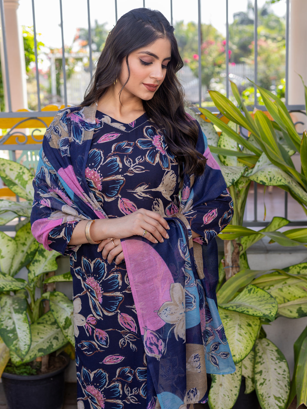 Cotton Printed Kurti-Pant With Dupatta