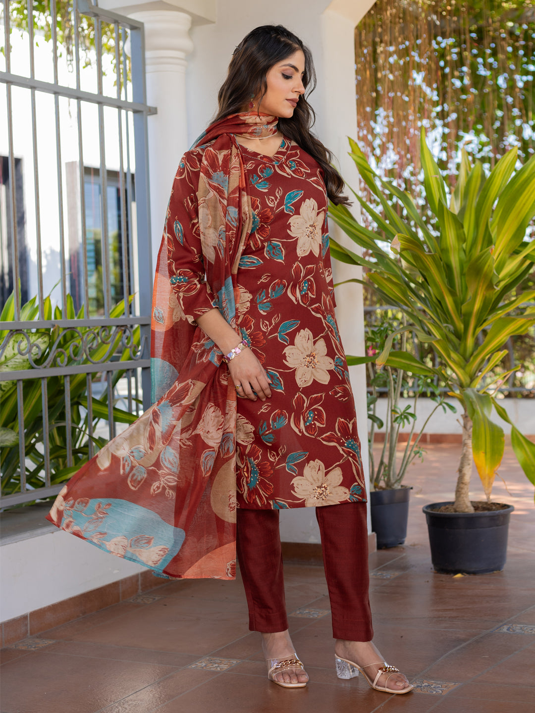 Cotton Printed Kurti-Pant With Dupatta