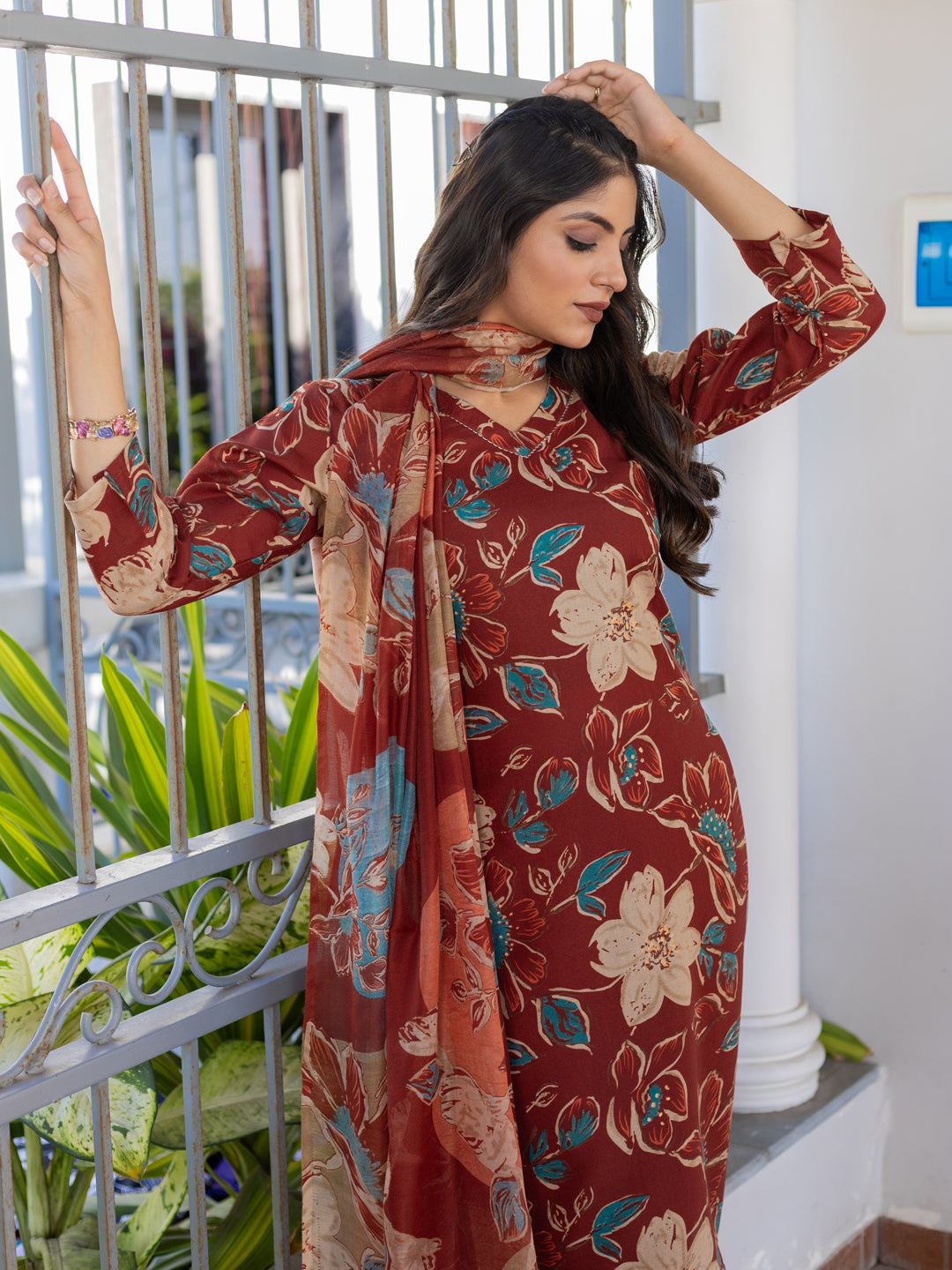 Cotton Printed Kurti-Pant With Dupatta