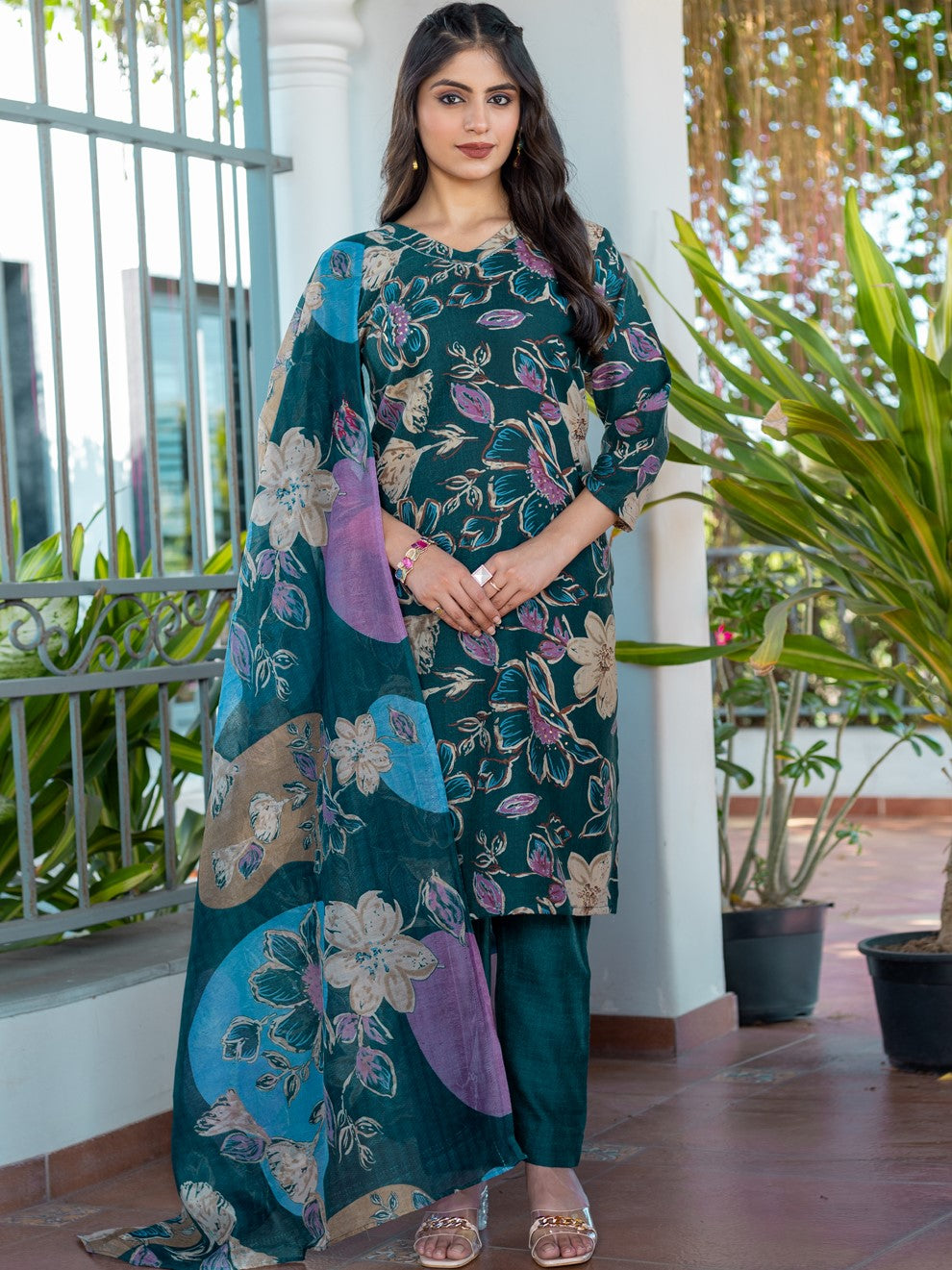Cotton Printed Kurti-Pant With Dupatta