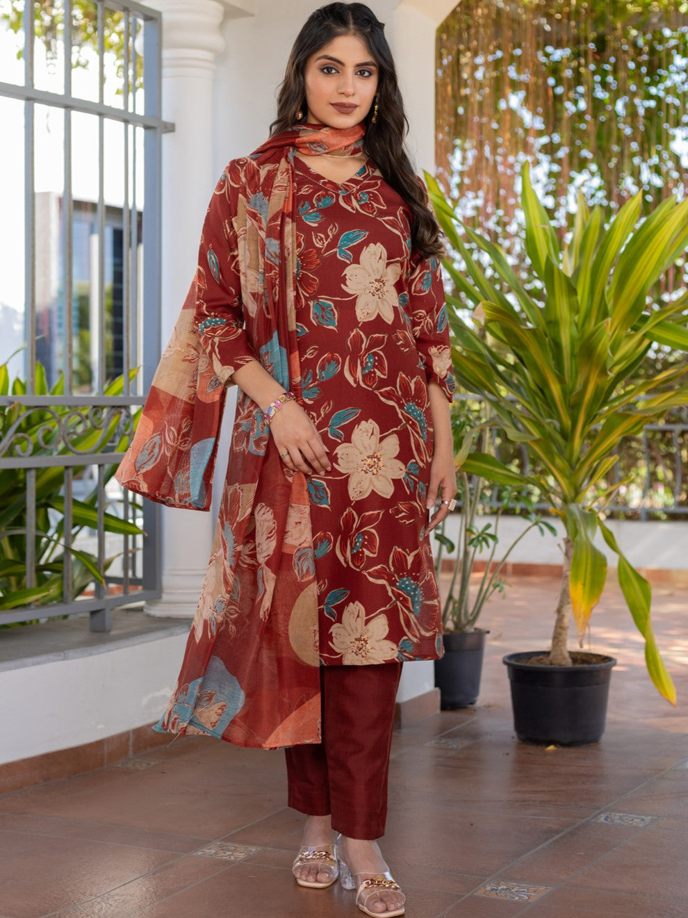Cotton Printed Kurti-Pant With Dupatta