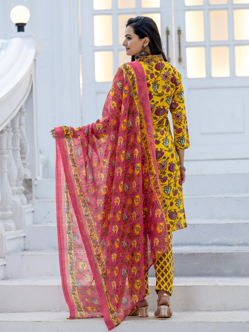 Rayon Thread Embroidered Kurti-Pant With Dupatta