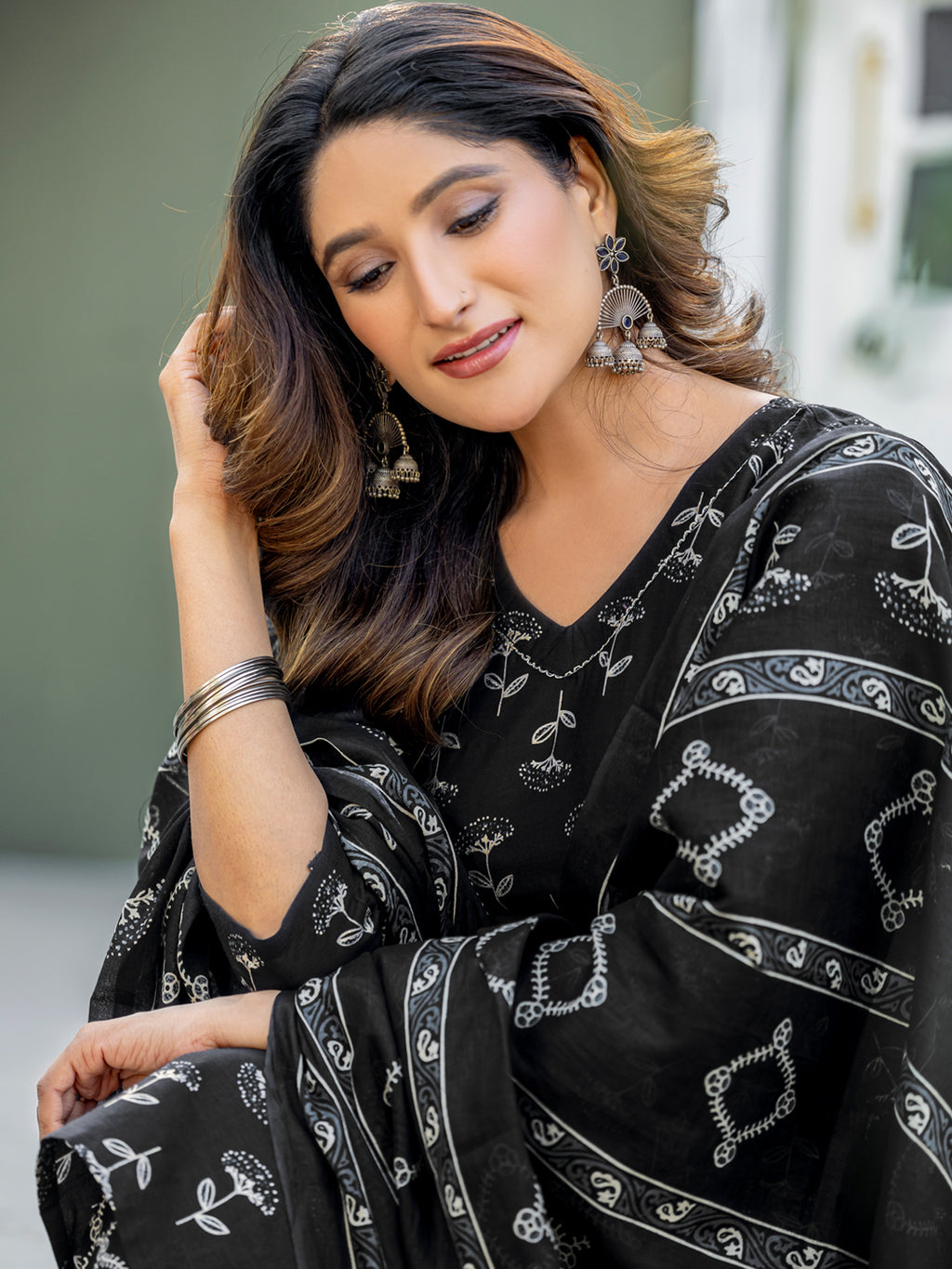 Cotton Printed Kurti-Pant With Dupatta