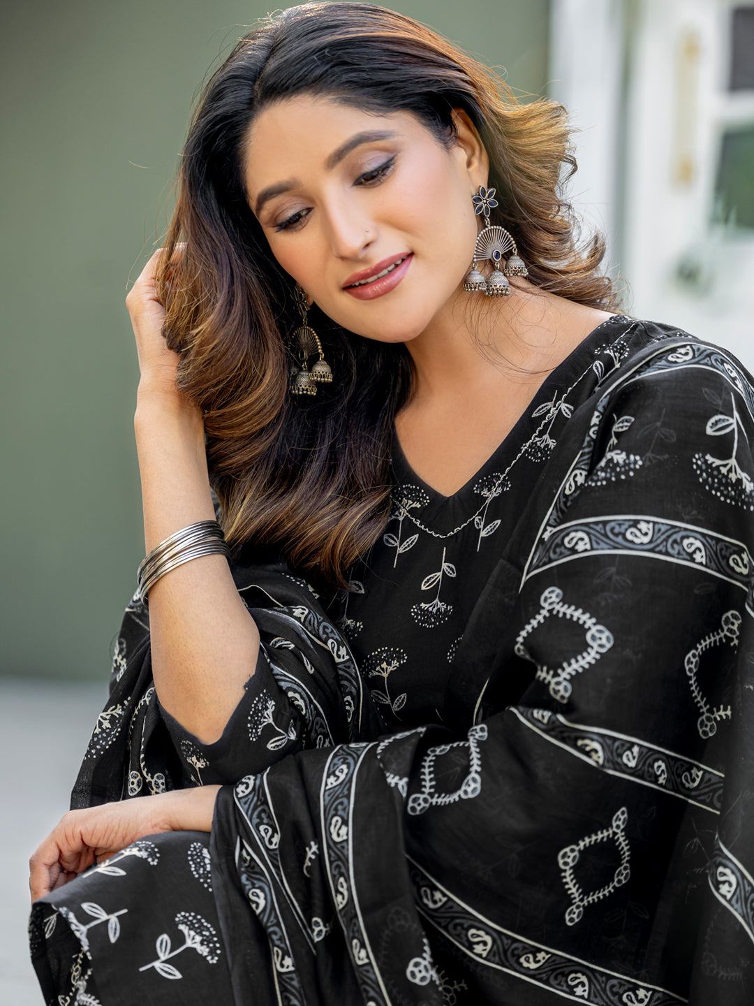 Cotton Printed Kurti-Pant With Dupatta