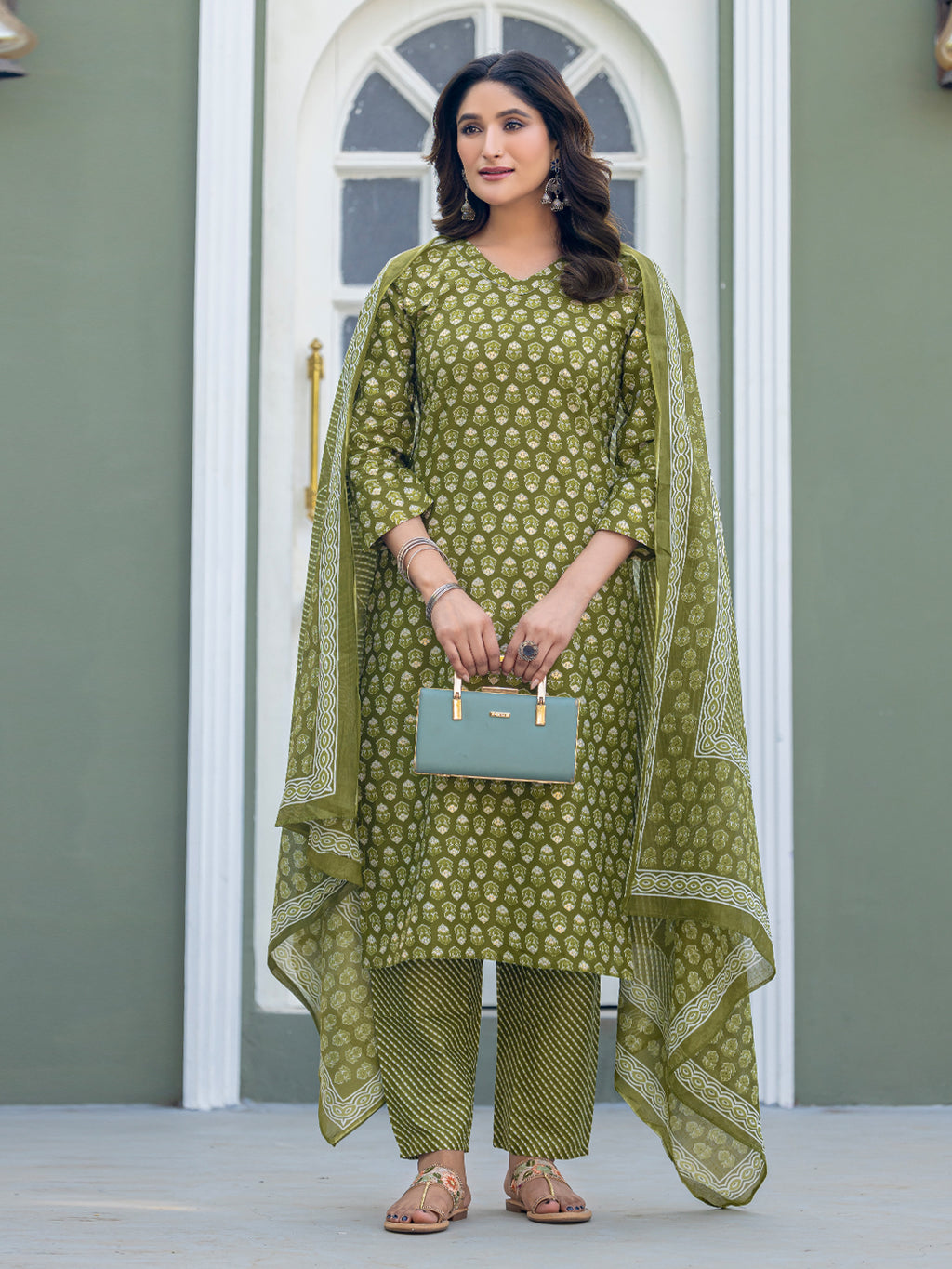 Cotton Printed Kurti-Pant With Dupatta