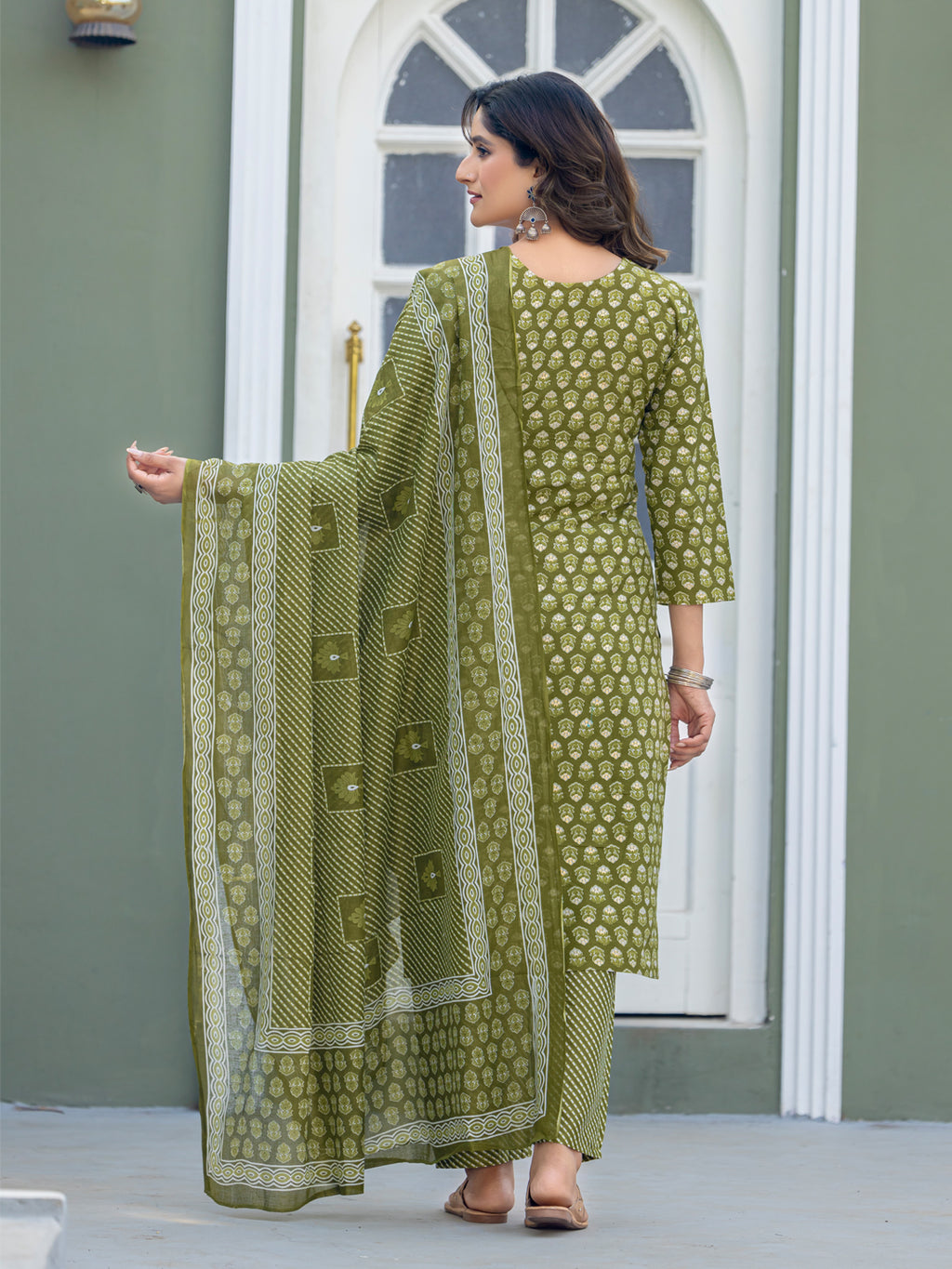 Cotton Printed Kurti-Pant With Dupatta