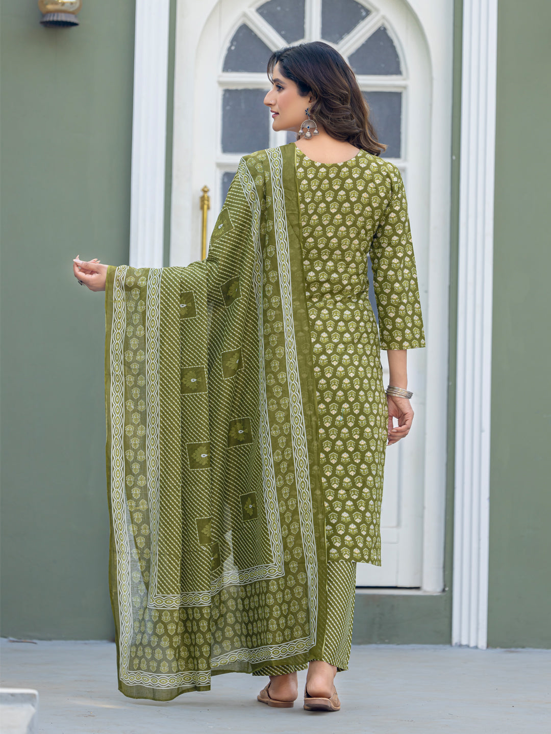 Cotton Printed Kurti-Pant With Dupatta