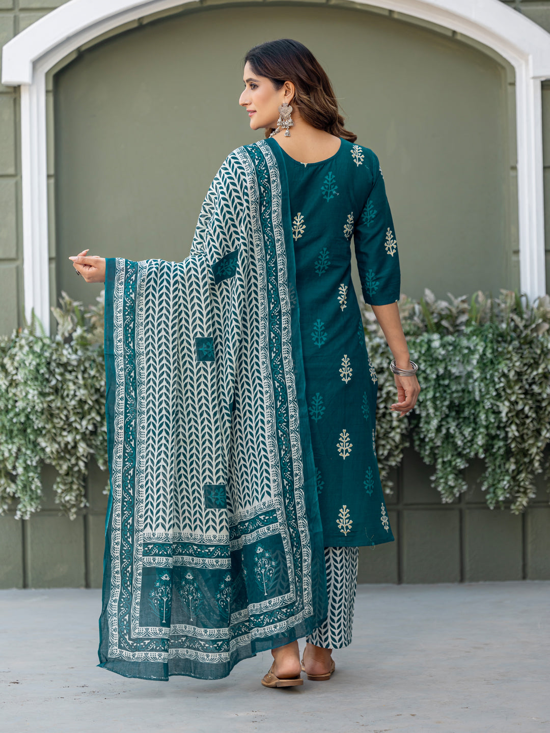 Cotton Printed Kurti-Pant With Dupatta
