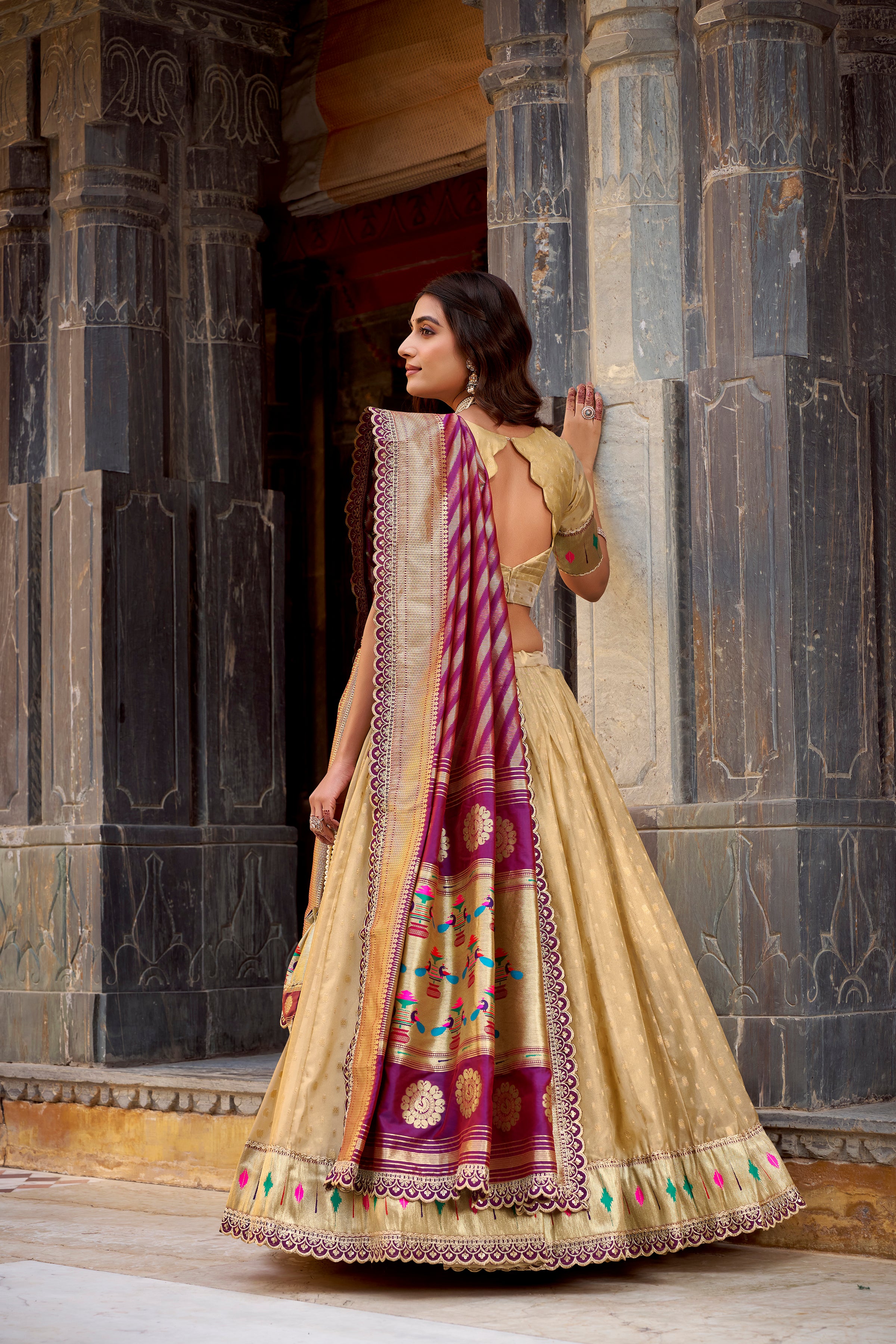 Organza Zari Weaving Lehenga With Paithani Dupatta