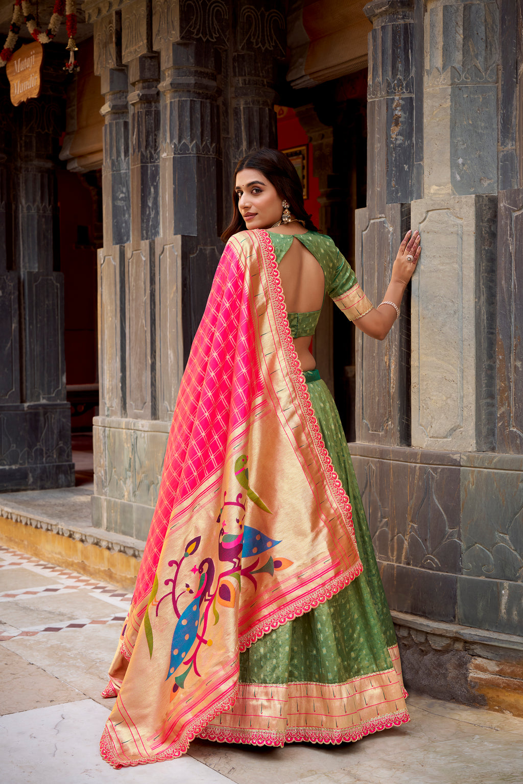 Organza Zari Weaving Lehenga With Paithani Dupatta