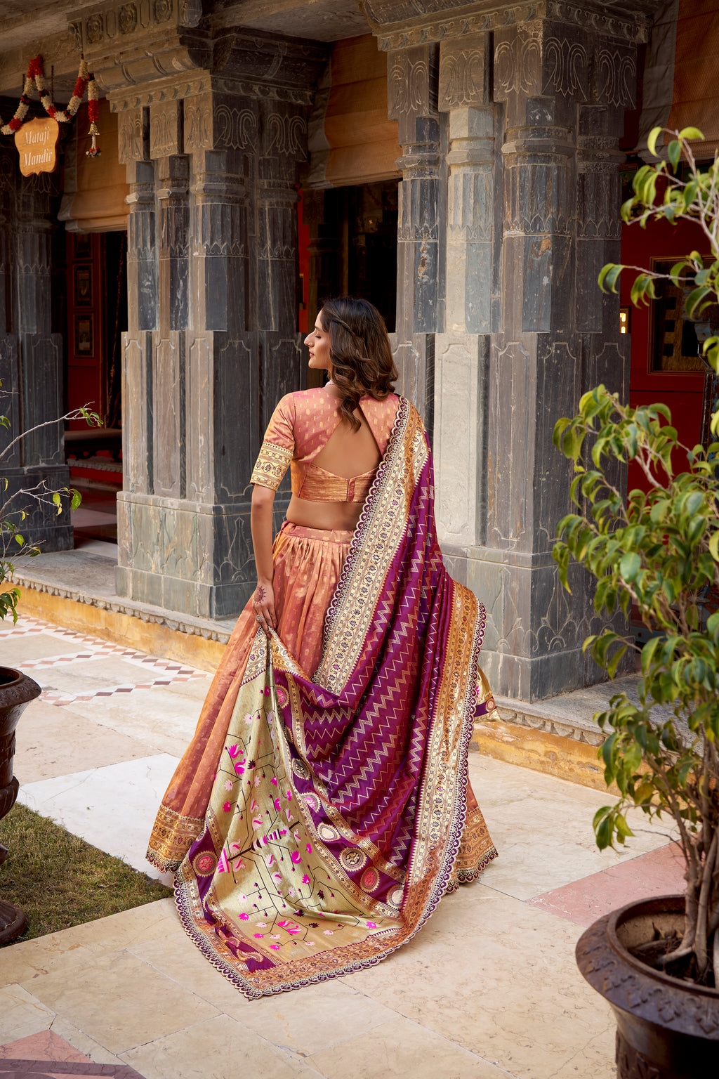 Organza Zari Weaving Lehenga With Paithani Dupatta