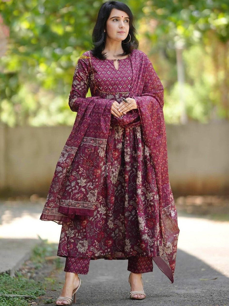 Rayon Printed Kurti-Pant With Dupatta