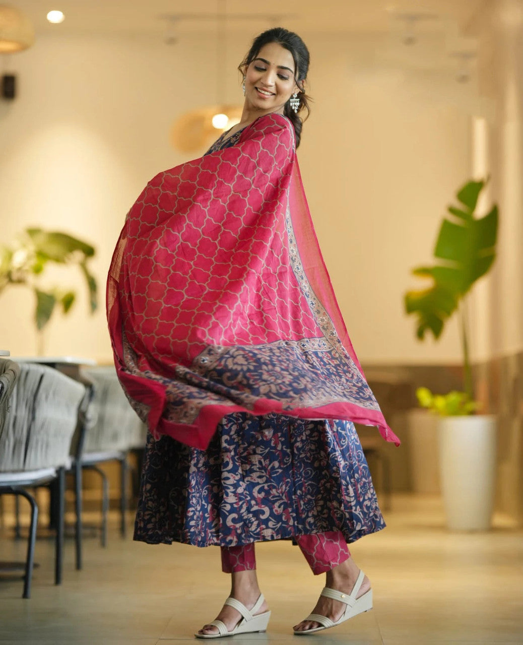 Rayon Printed Kurti-Pant With Dupatta