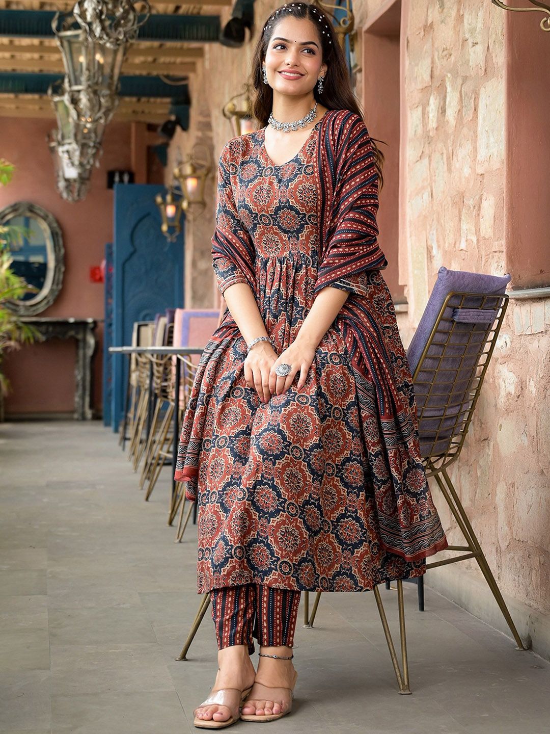 Rayon Printed Kurti-Pant With Dupatta