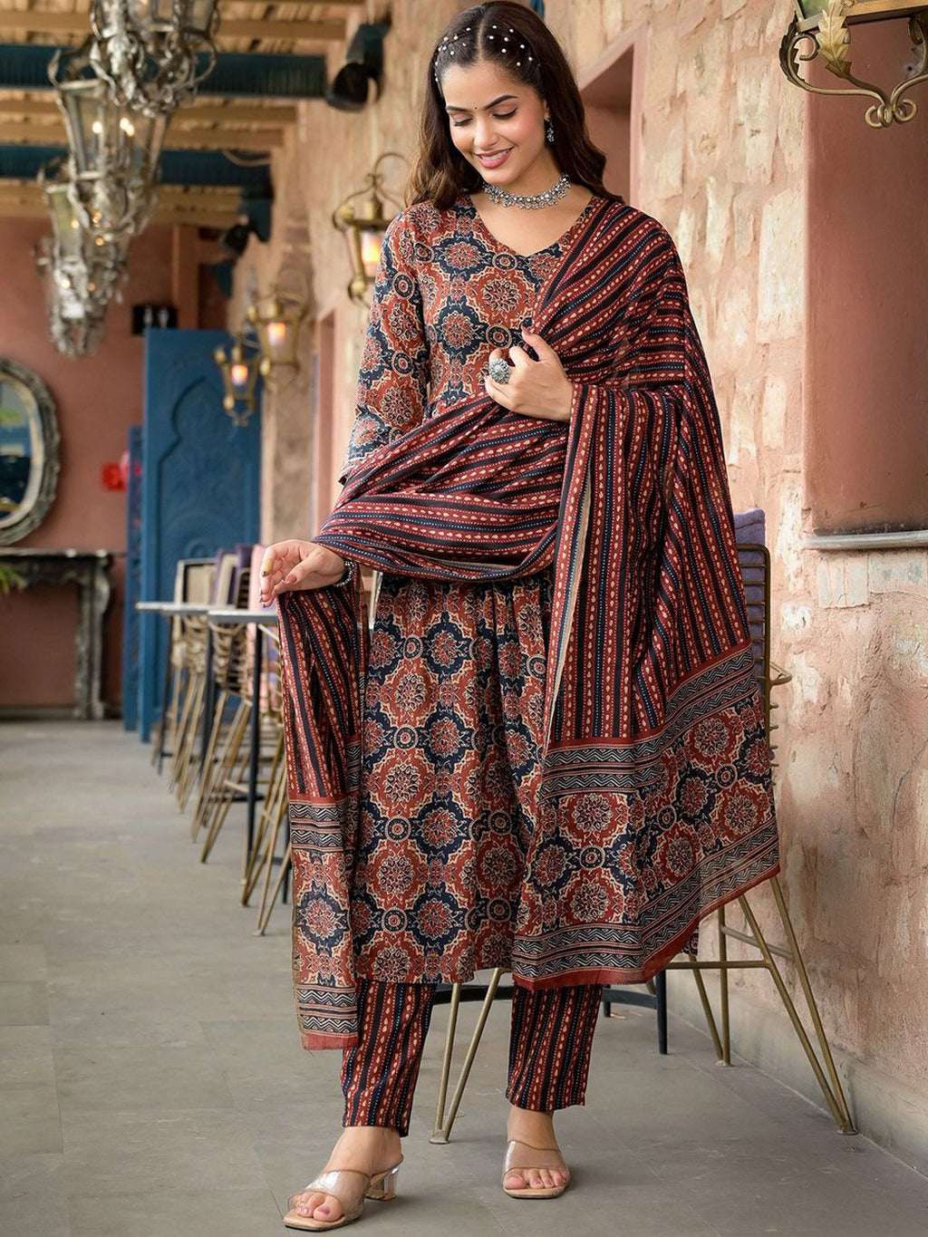 Rayon Printed Kurti-Pant With Dupatta