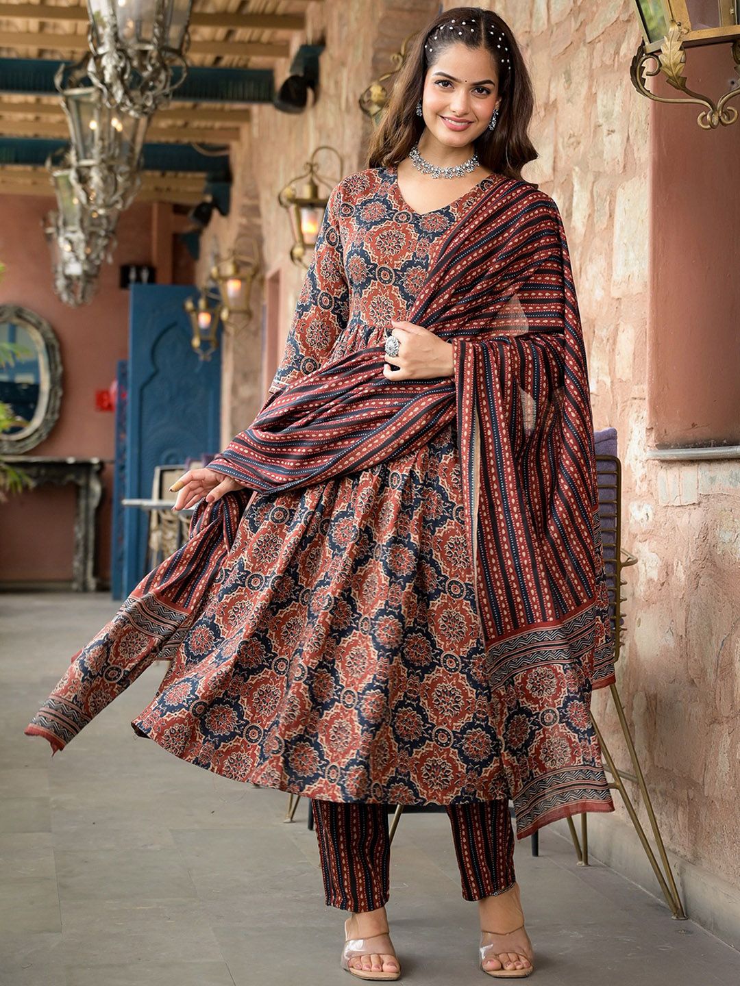 Rayon Printed Kurti-Pant With Dupatta