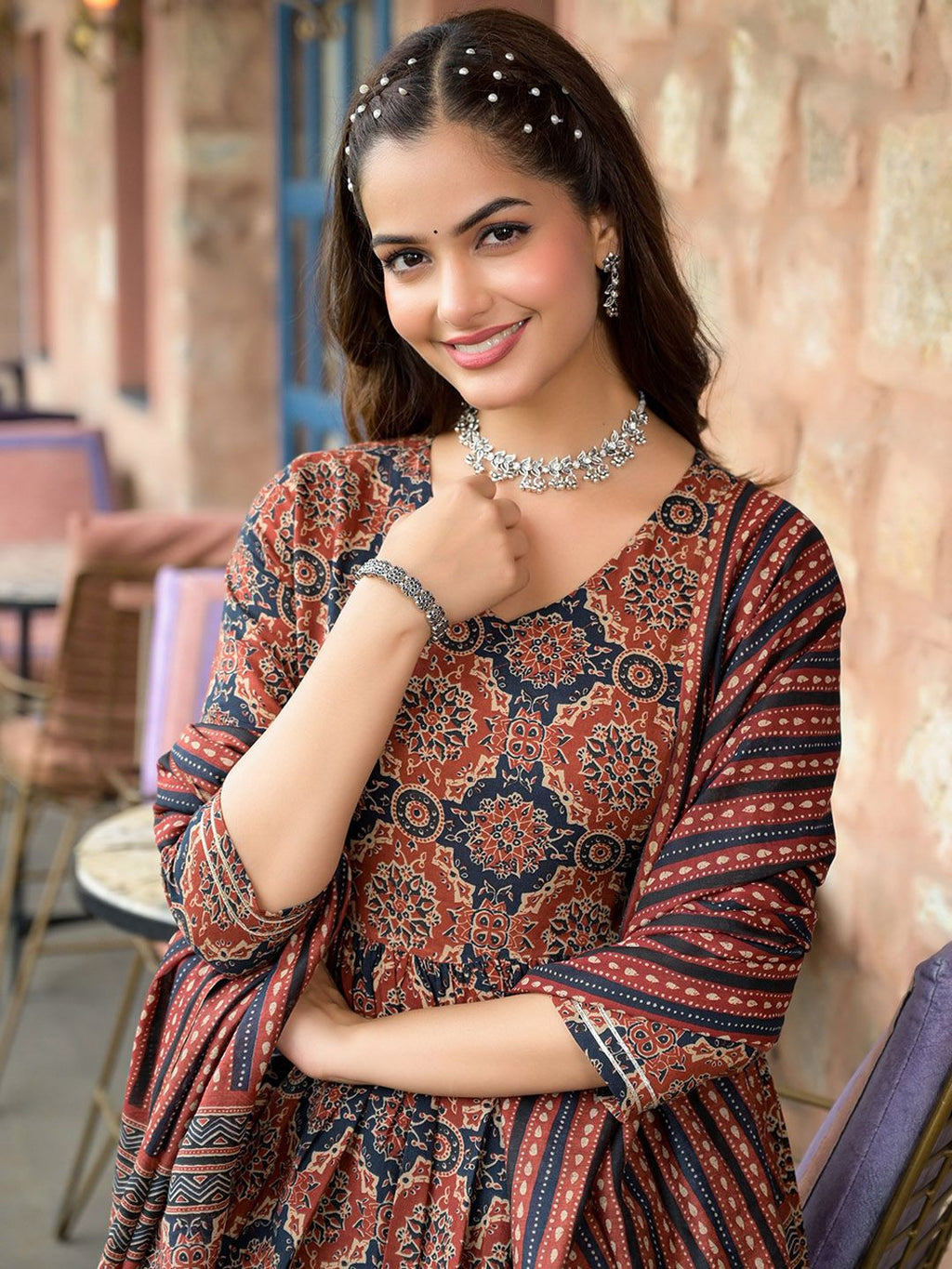 Rayon Printed Kurti-Pant With Dupatta