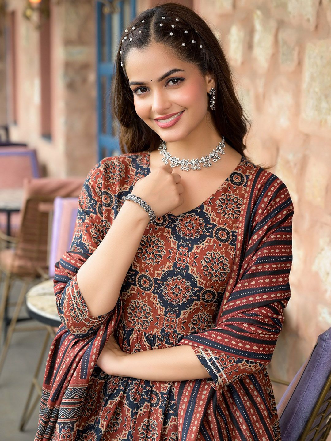 Rayon Printed Kurti-Pant With Dupatta