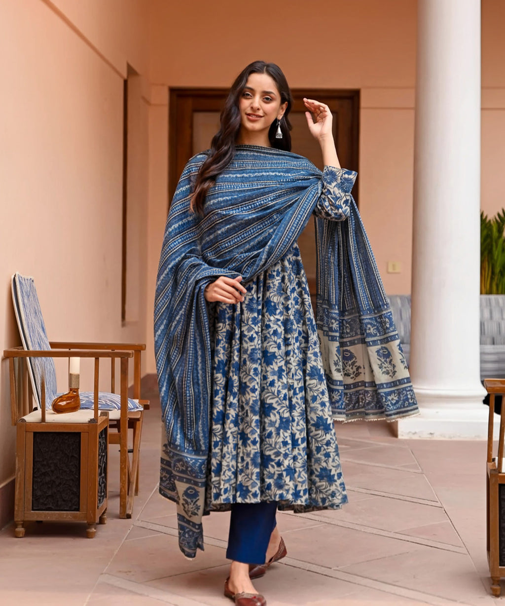 Rayon Printed Kurti-Pant With Dupatta