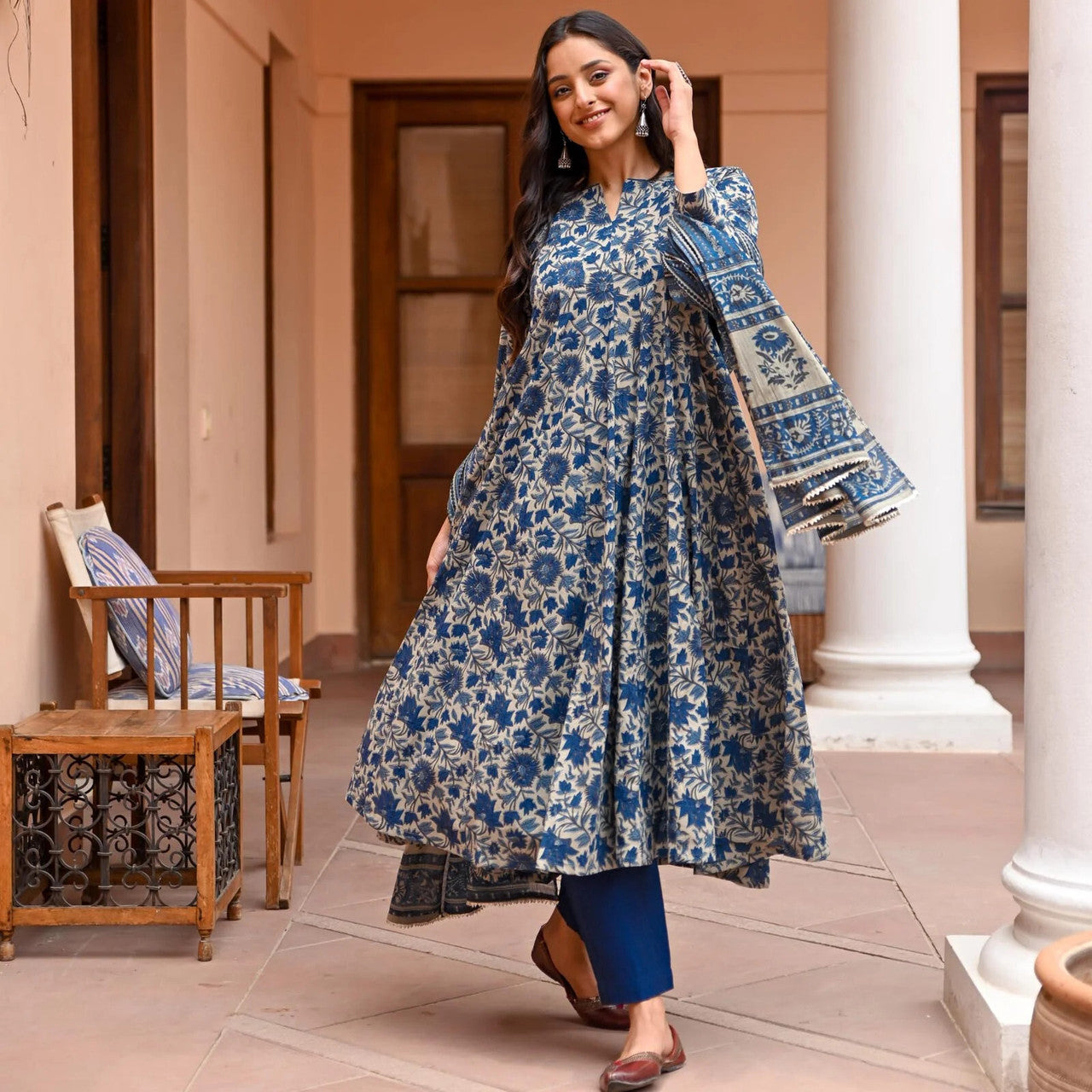 Rayon Printed Kurti-Pant With Dupatta