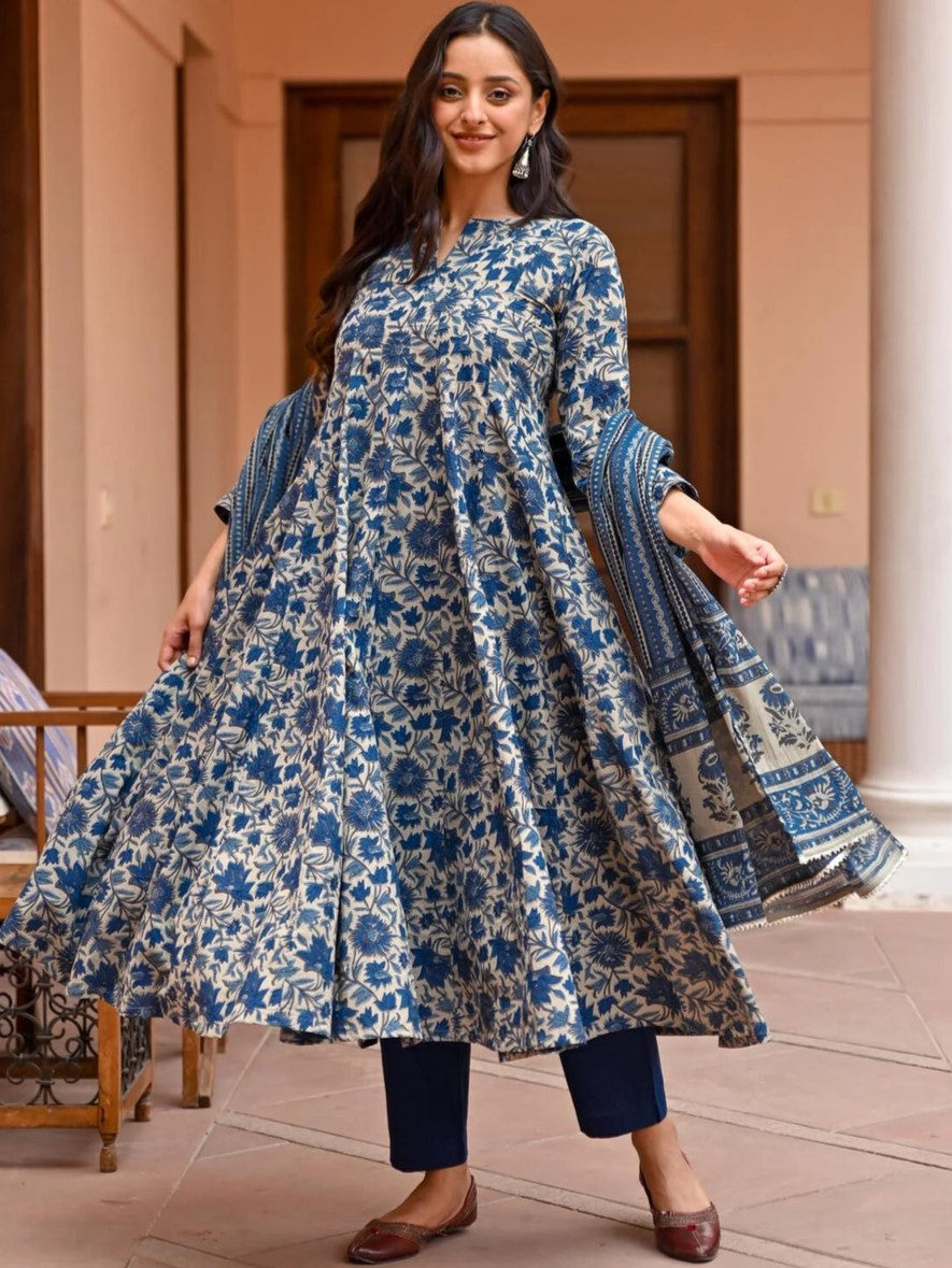 Rayon Printed Kurti-Pant With Dupatta