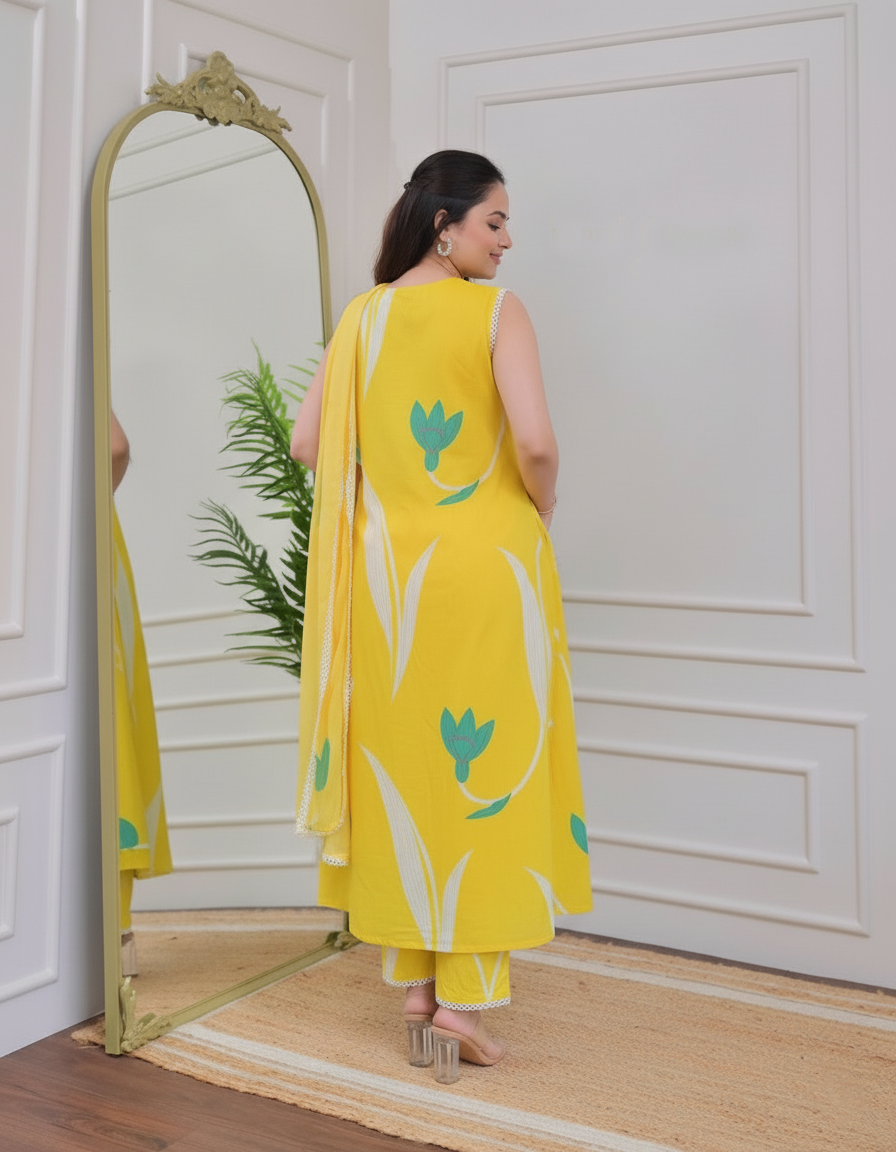 Rayon Printed Kurti-Pant With Dupatta