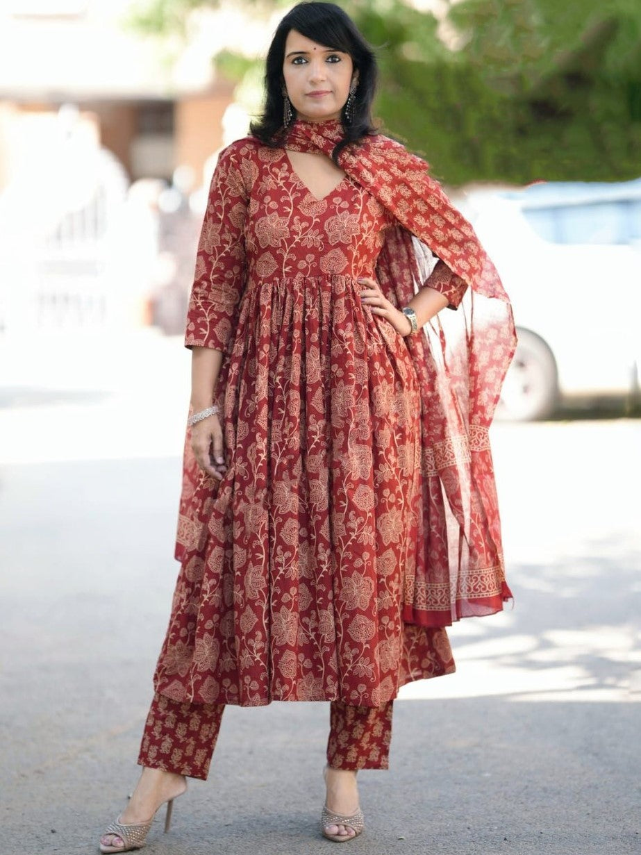 Rayon Printed Kurti-Pant With Dupatta