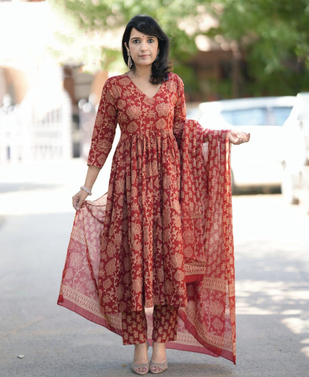 Rayon Printed Kurti-Pant With Dupatta