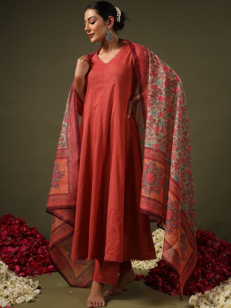 Rayon Printed Kurti-Pant With Dupatta