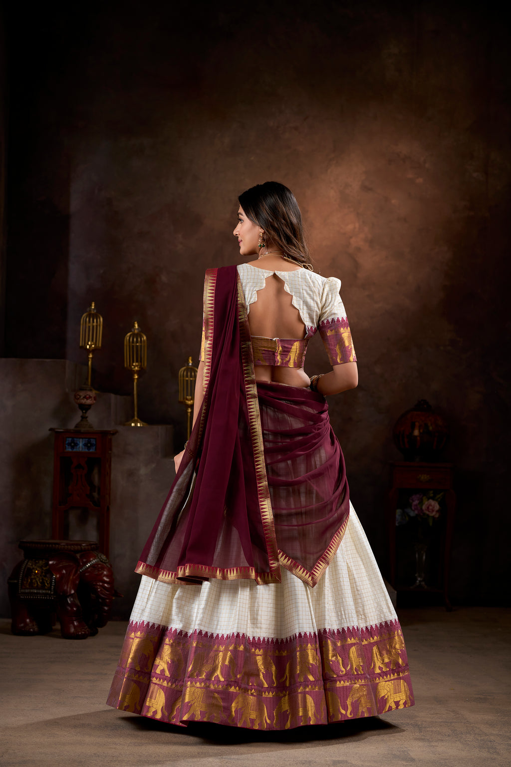Poly Cotton Chex Lehenga For Women