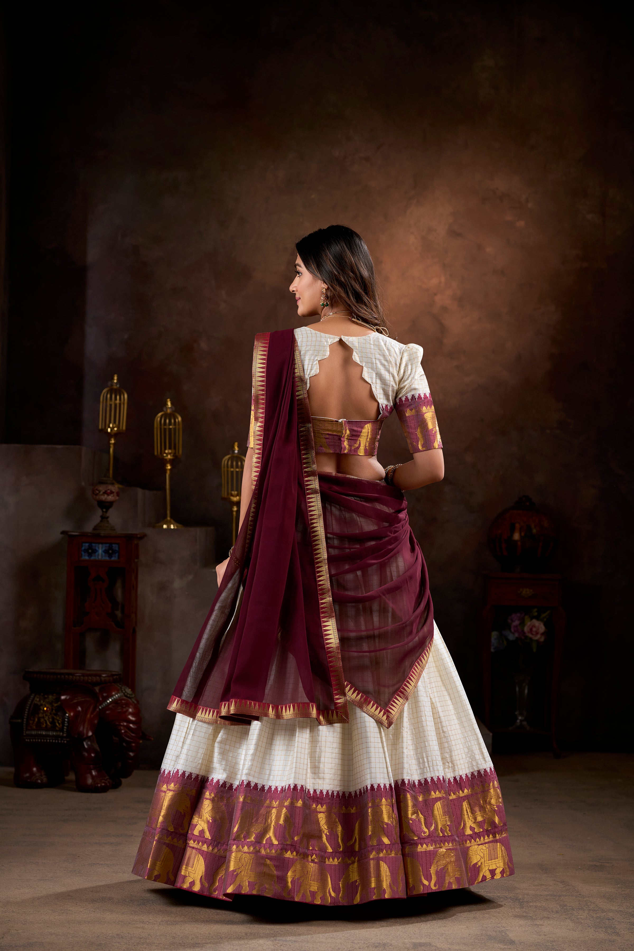Poly Cotton Chex Lehenga For Women