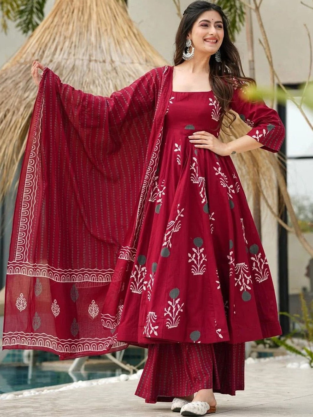Rayon Printed Kurti-Pant With Dupatta